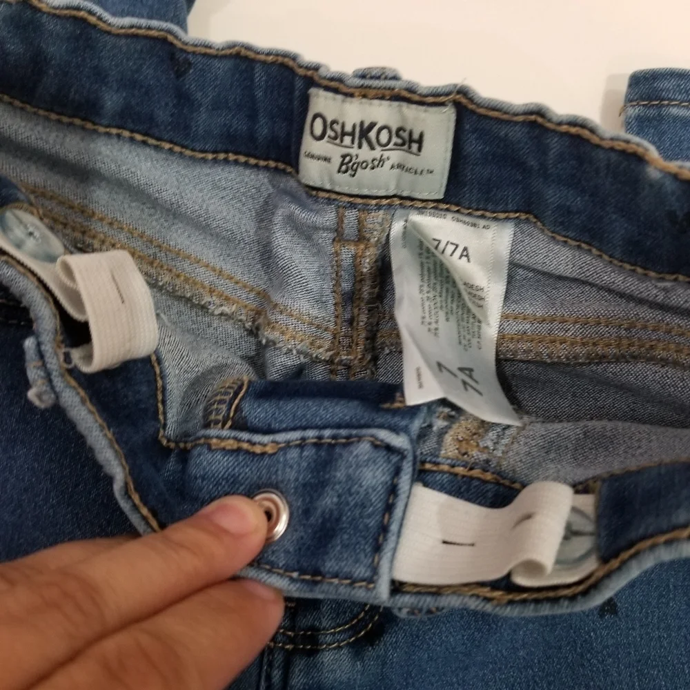 OshKosh B'gosh Blue Polka Dot Denim Jeans little girl size 7 (C14)